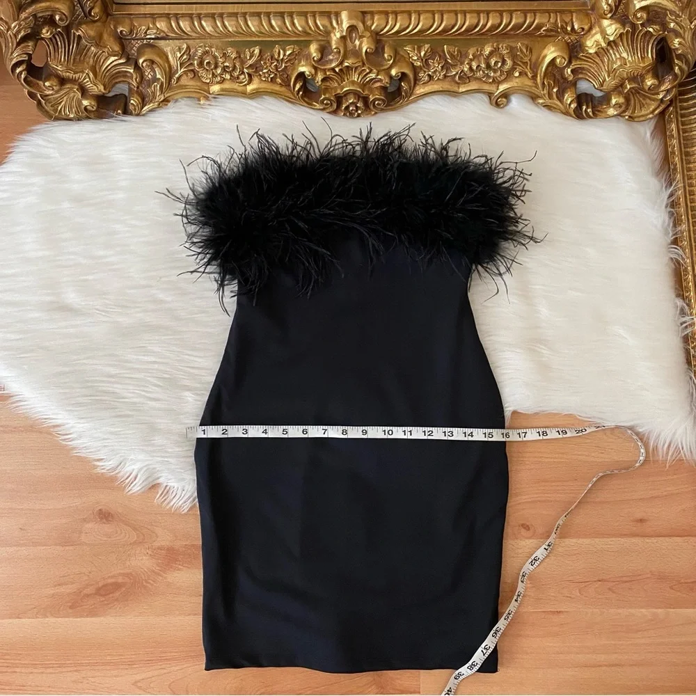 Club L London Black Feather Mini Dress - Picture 10 of 12